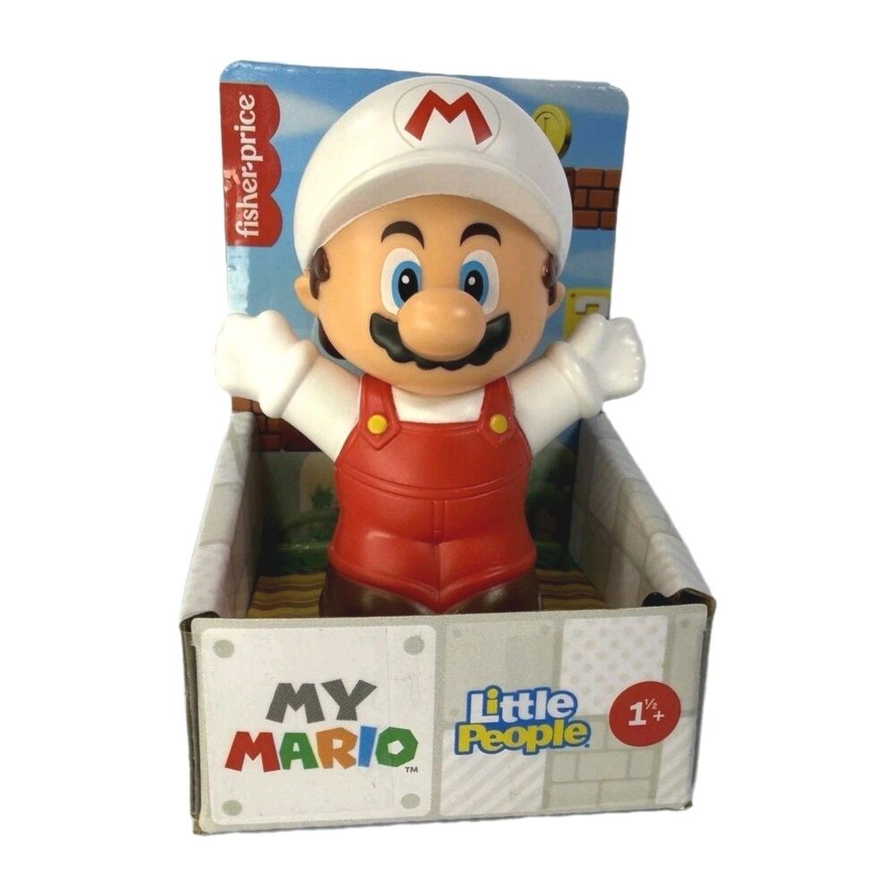 Fisher Price Little People Figure My Mario Super Fire Red White Variant IN HAND